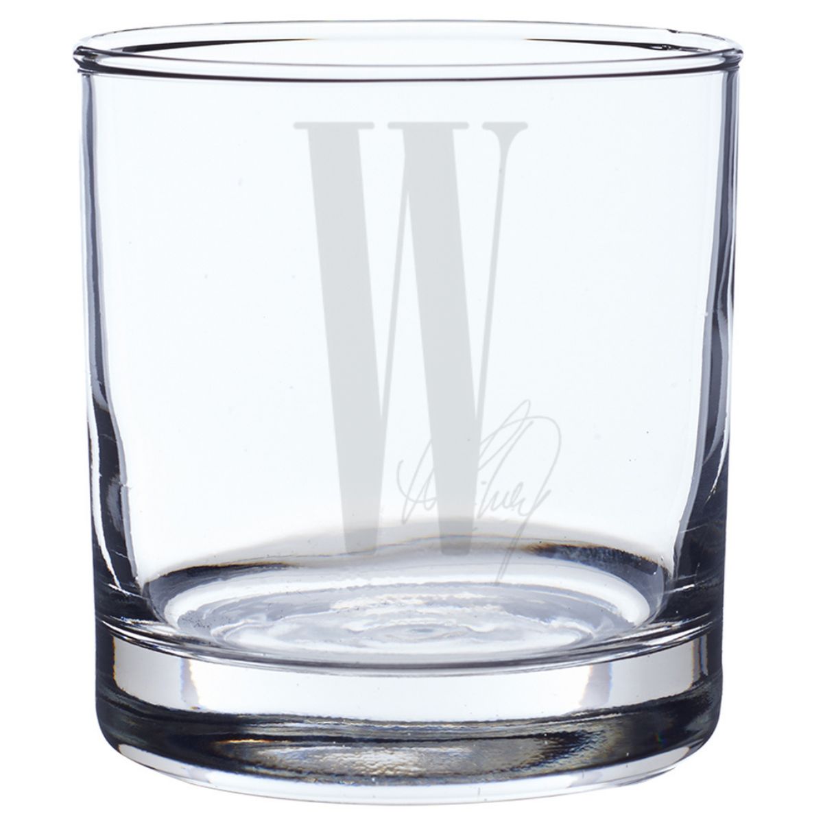 W Laser-Etched Rocks Glass
