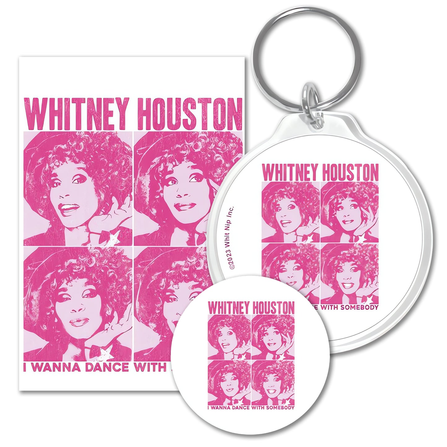 Whitney Pop Art, Keychain Magnet Bundle Save $3