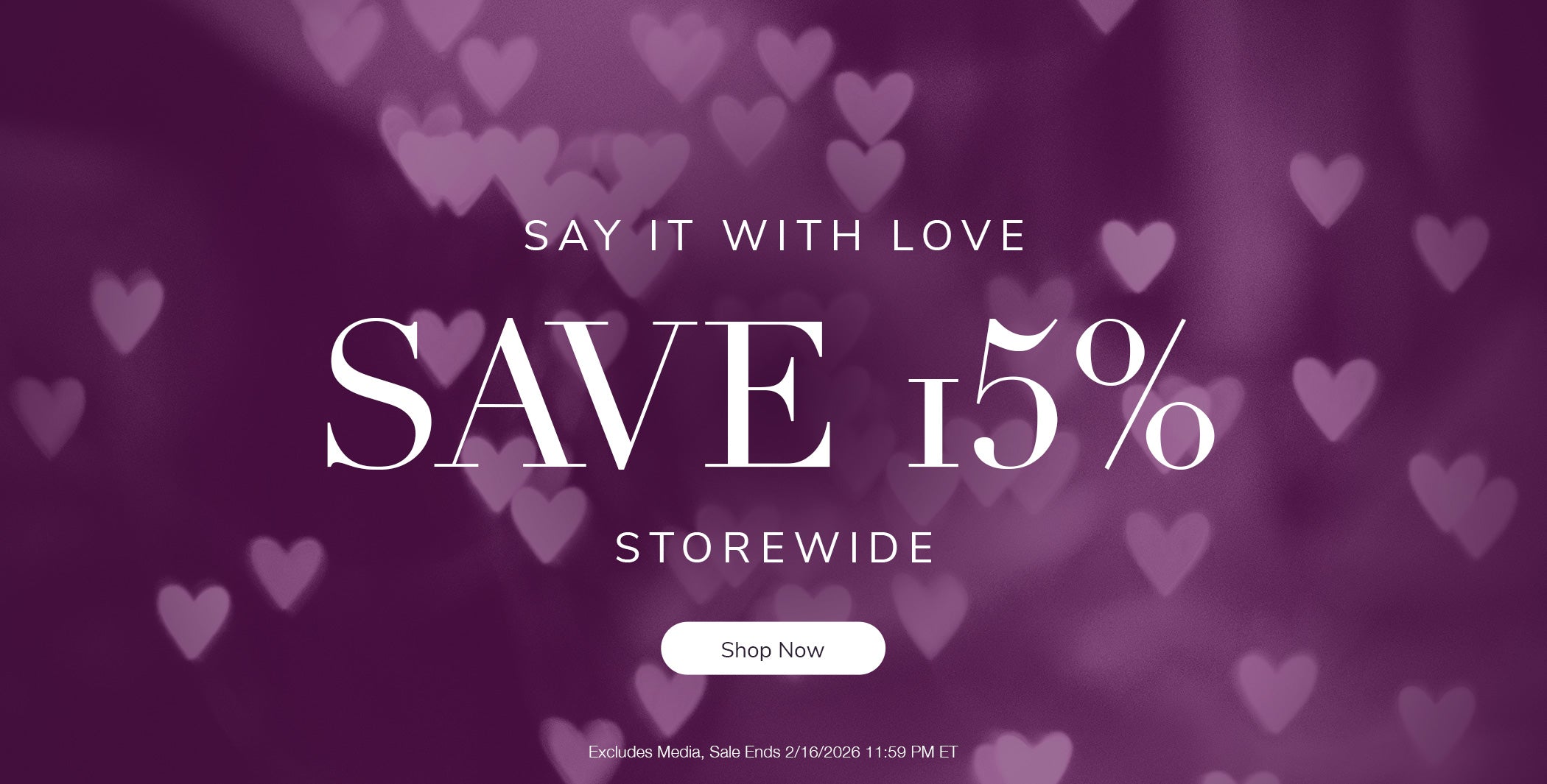 Say it with love. Save 165% storewide. Shop Now. Excludes Media Sale Ends 2/16/2026 11:59 PM ET