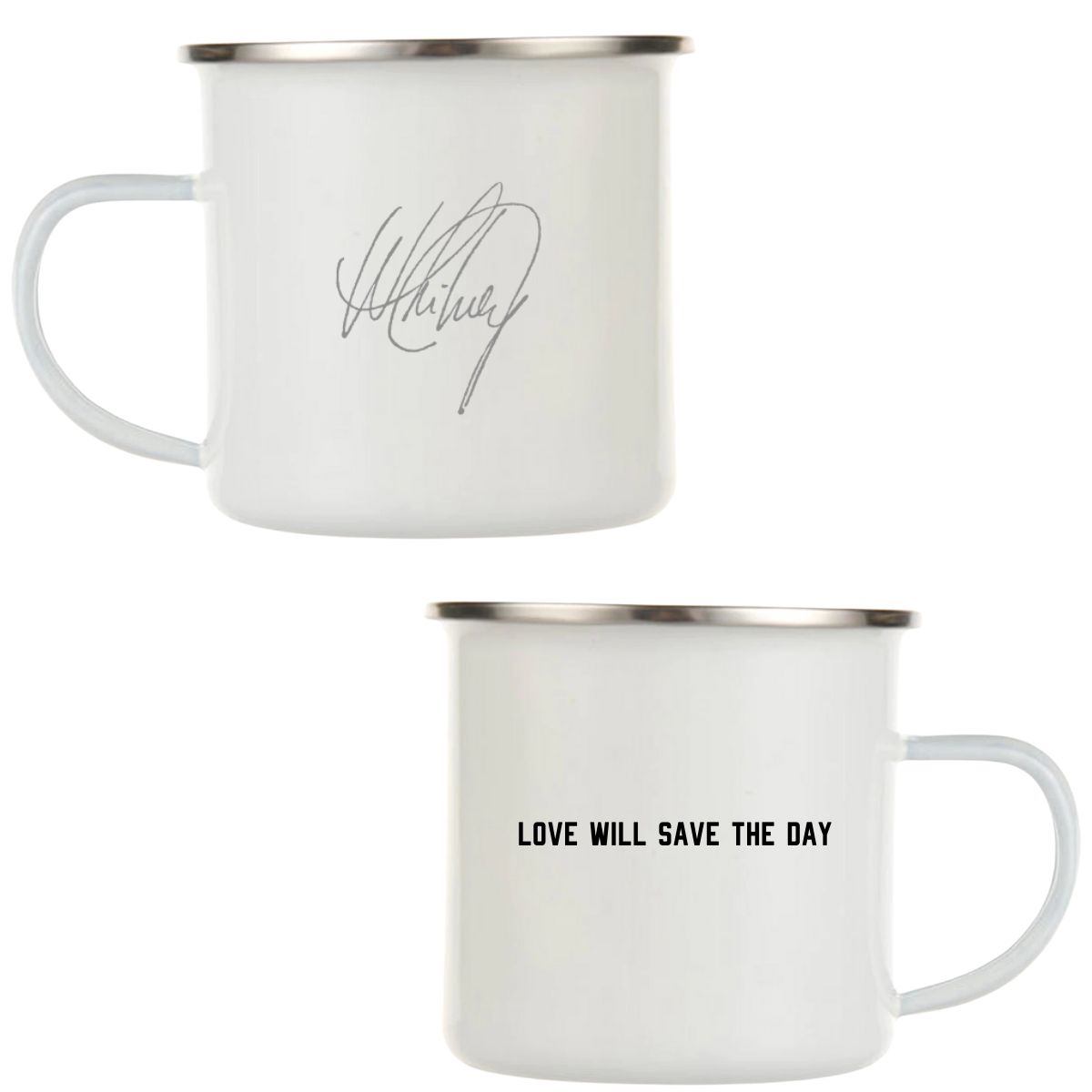 Love Will Save The Day Grey Camping Mug