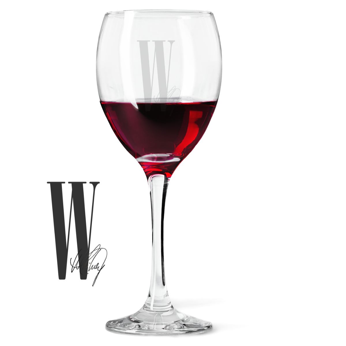 W Laser- Etched Wine Glass