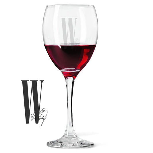 W Laser- Etched Wine Glass