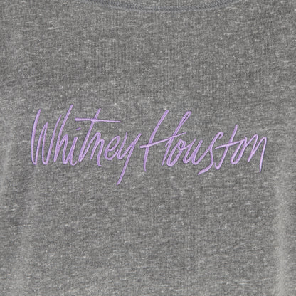 Wide Neck Grey Fleece Embroidered Sweatshirt