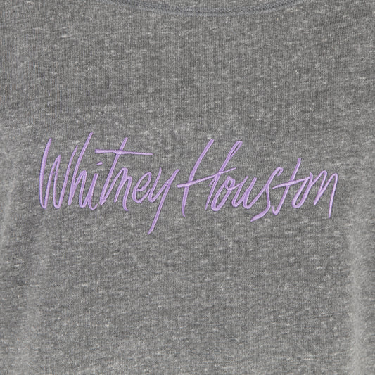 Wide Neck Grey Fleece Embroidered Sweatshirt