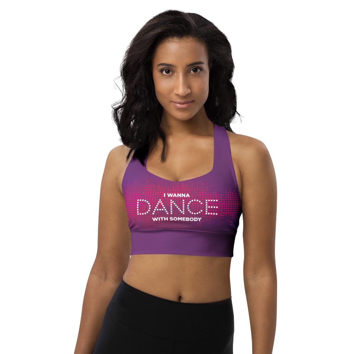 Whitney Houston I Wanna Dance With Somebody Sports Bra Fuchsia