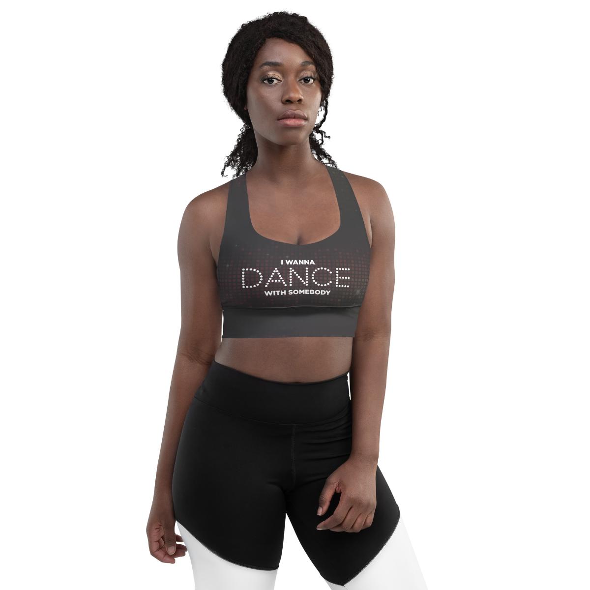 Whitney Houston I Wanna Dance With Somebody Sports Bra Grey Sparkle