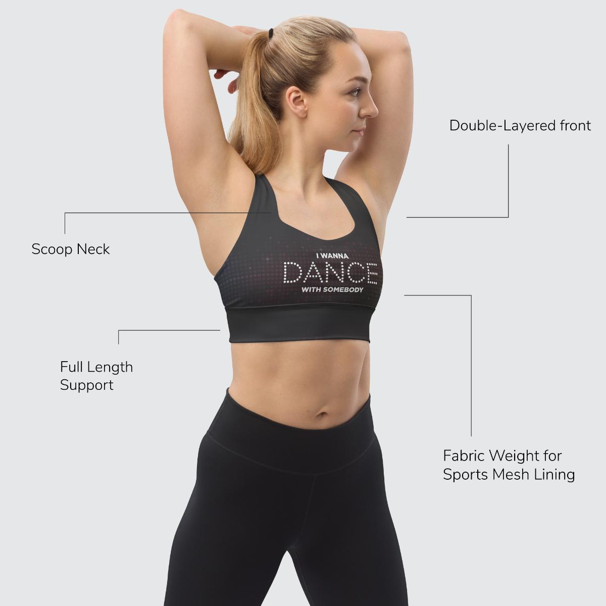 Whitney Houston I Wanna Dance With Somebody Sports Bra Grey Sparkle