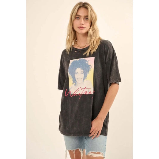 Whitney Houston Portrait Vintage Wash T-shirt