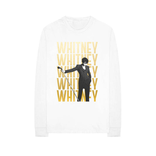 Whitney Houston Repeating Logo Longsleeve White T-Shirt