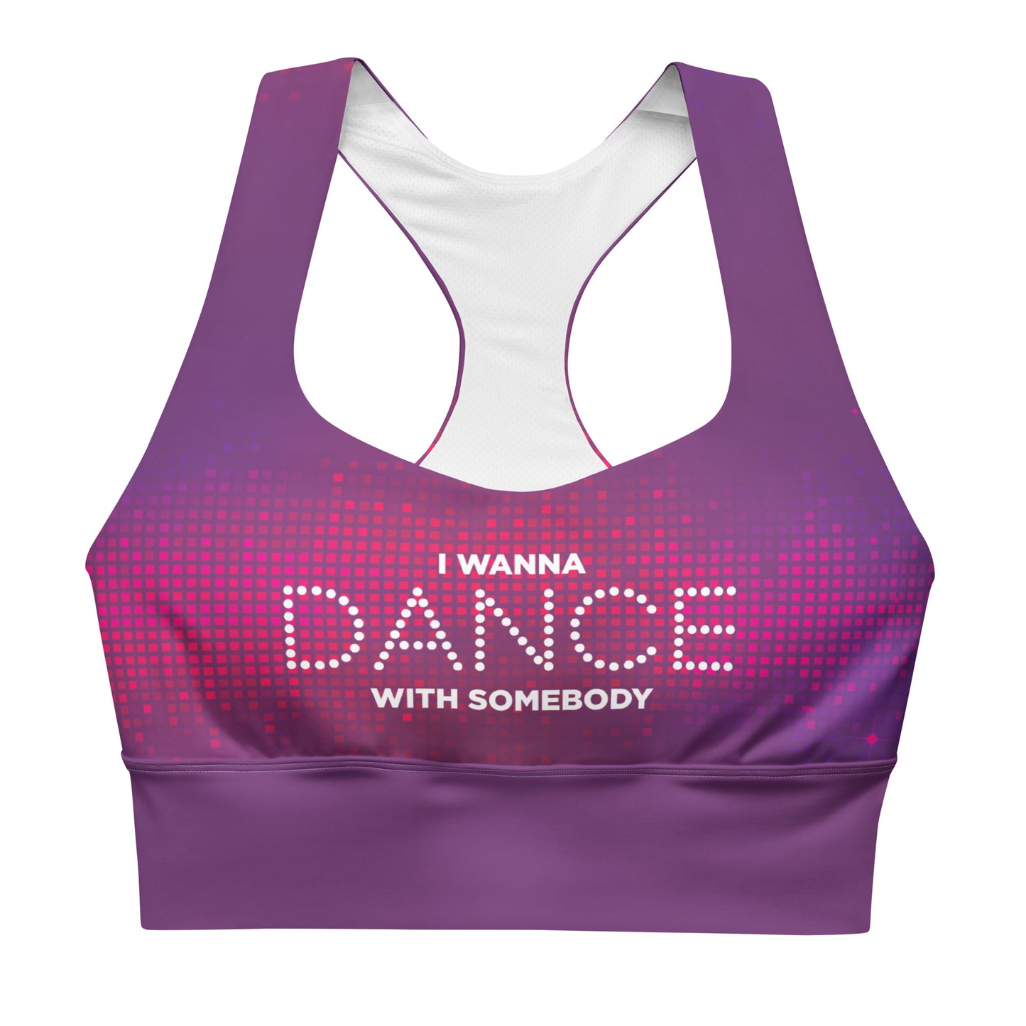 Whitney Houston I Wanna Dance With Somebody Sports Bra Fuchsia