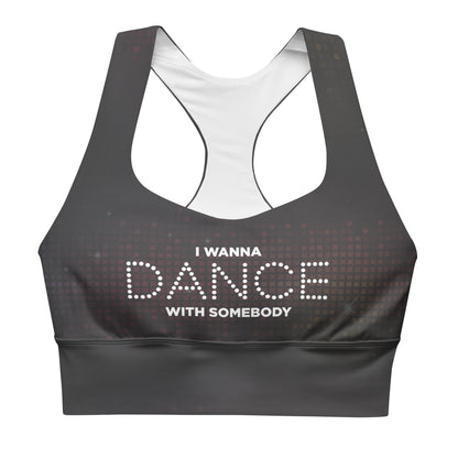 Whitney Houston I Wanna Dance With Somebody Sports Bra Grey Sparkle